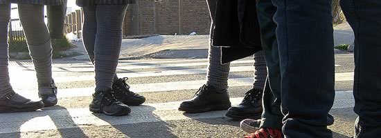 A group of high school students standing around