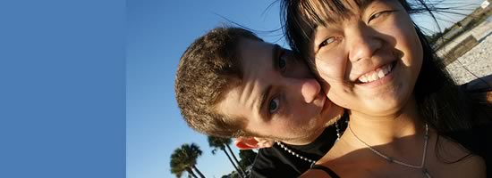 A couple looking into the camera